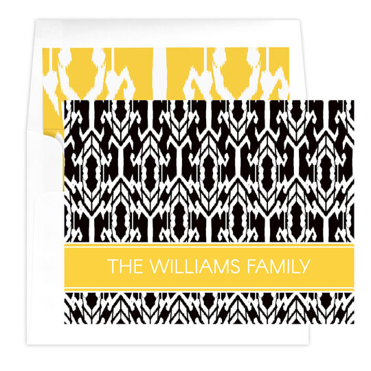 Black and White Ikat Folded Note Cards